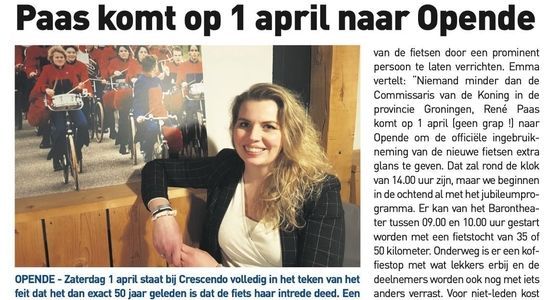 1 april viert Crescendo 50 jaar op de fiets!